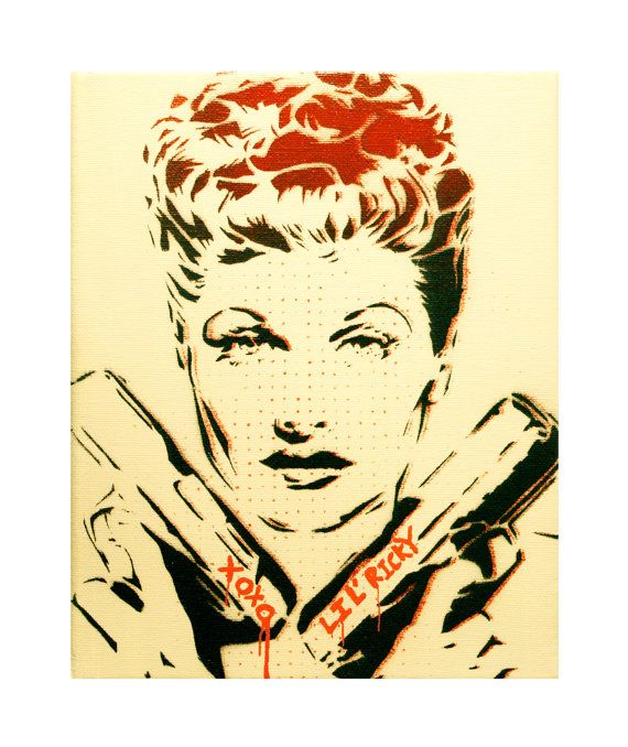 570x678 lucille ball painting, i love lucy art, graffiti painting