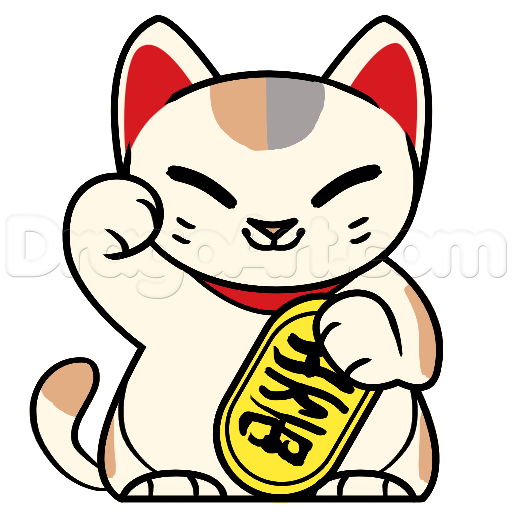 512x512 How To Draw A Lucky Cat, Step