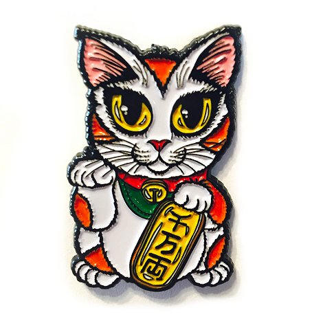 470x470 Lucky Cat Enamel Pin Maneki Neko Luck Cat Lapel Pin Calico Cat Etsy