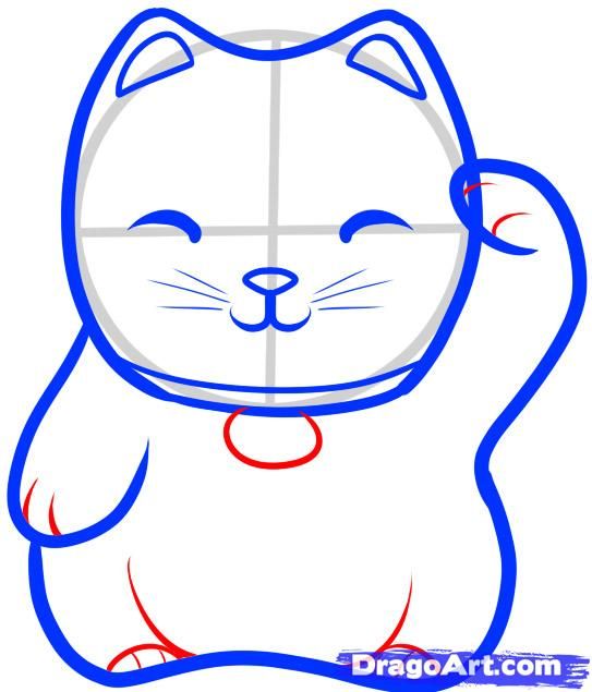 543x635 Lucky Cat Drawing