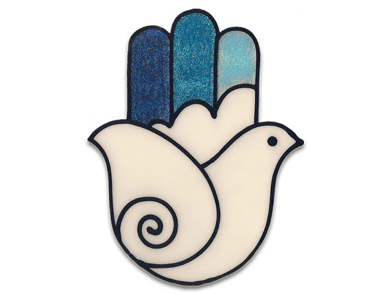 570x428 hamsa, lucky charm, stained glass window cling