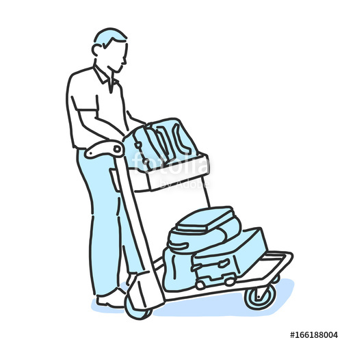 500x500 Tourists Moving Through Airport With Luggage Hand Drawn Line