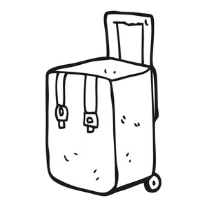 300x300 Freehand Drawn Black And White Cartoon Luggage Royalty Free Stock