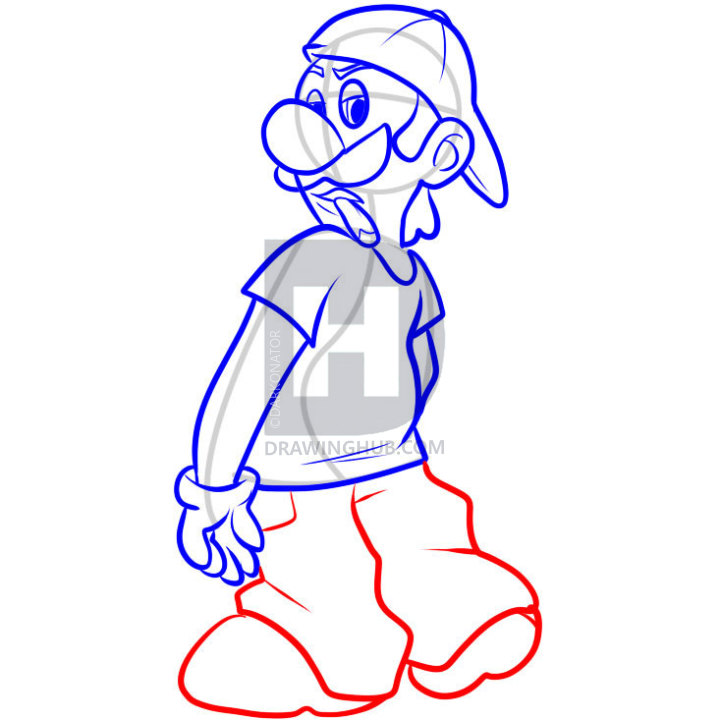 720x720 How To Draw Gangster Luigi, Step