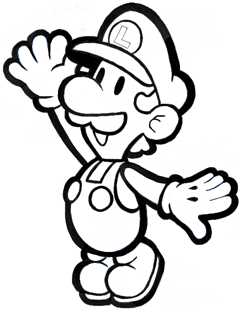 480x619 How To Draw Paper Luigi From Paper Mario Step
