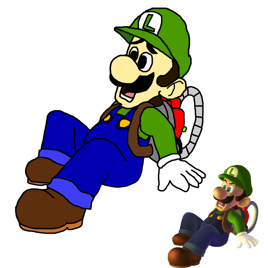 894x894 traced drawing luigi crawling backwards