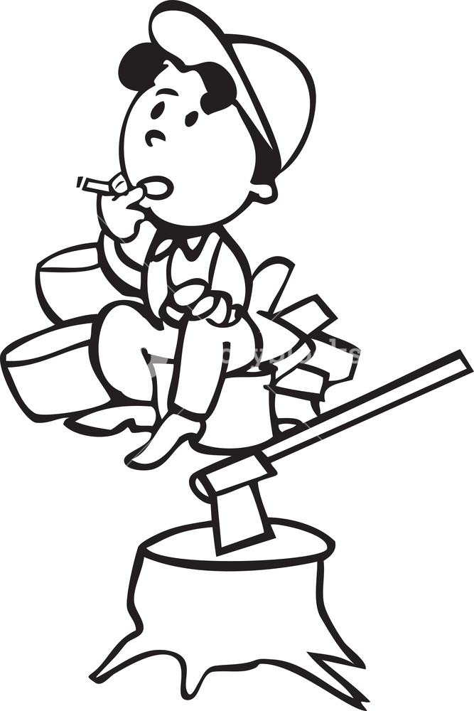 667x1000 illustration of a lumberjack with axe royalty free stock image