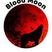 180x180 Blood Moon Lunar Eclipse Wolf Howling At The Moon Drawing