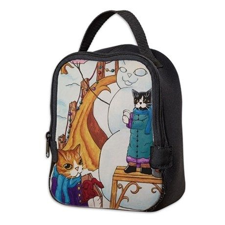 460x460 Festive Morning Neoprene Lunch Bag Cat Cats