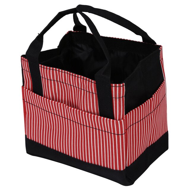 640x640 Portable Cute Striped Draw String Lunch Bag Square Shaped Picnic