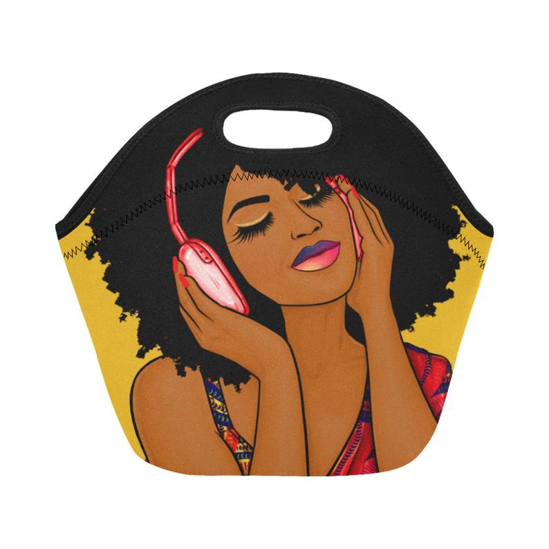 794x794 Afro Listening To Music African American Woman Lunch Bag Free Etsy