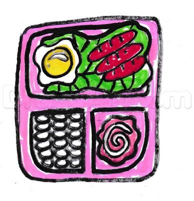 389x403 how to draw lunchbox with breakfast, step