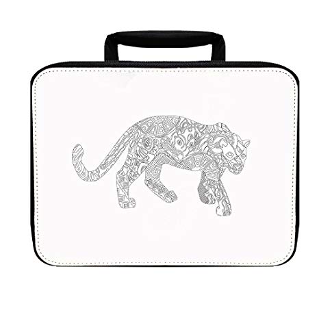 466x466 panther black and white drawing insulated lunch box