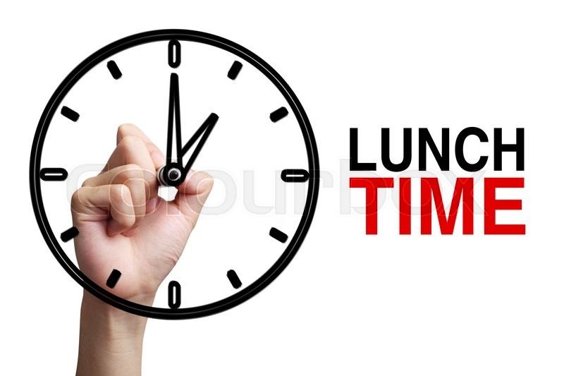 800x533 Hand Is Drawing A Clock With Text Lunch Stock Photo Colourbox