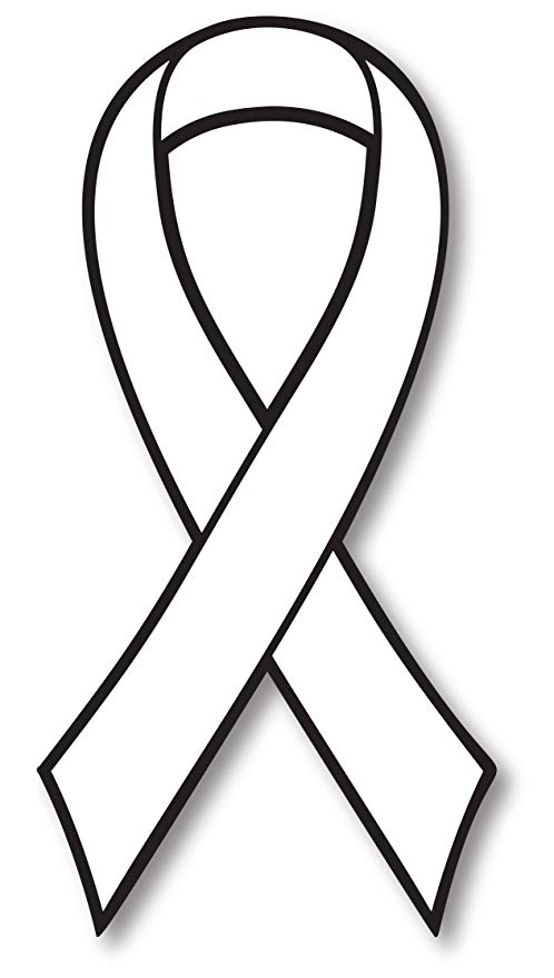 498x879 White Lung Cancer Awareness Ribbon Car Magnet Decal