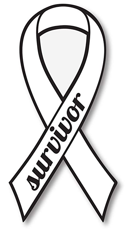 420x741 White Lung Cancer Survivor Ribbon Car Magnet Decal