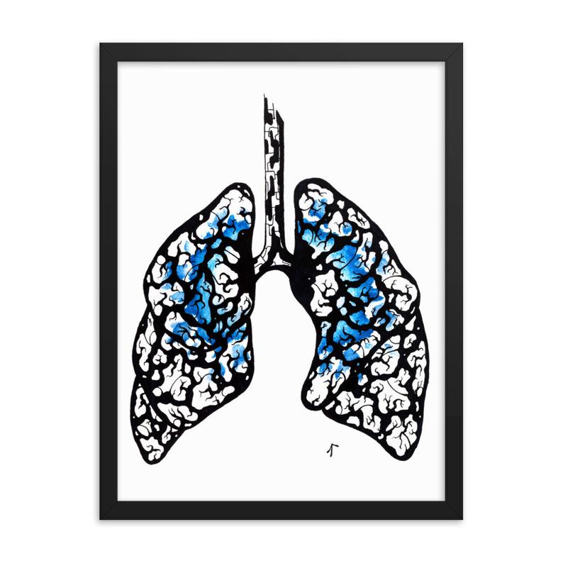 794x794 Intricate Lungs With Color Burst Ink And Watercolor Drawing Etsy