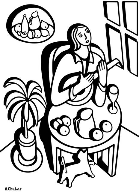 464x650 Girl With A Lute