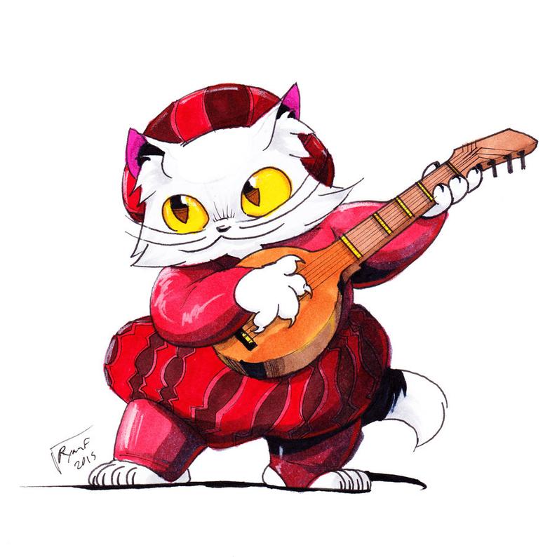 794x794 Lute Cat Original Marker Drawing Etsy