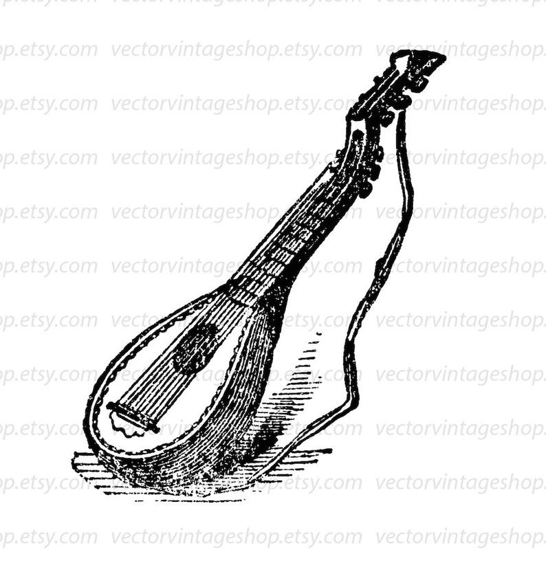 794x819 Lute Vector Clipart Graphic Instant Download Antique Guitar Etsy