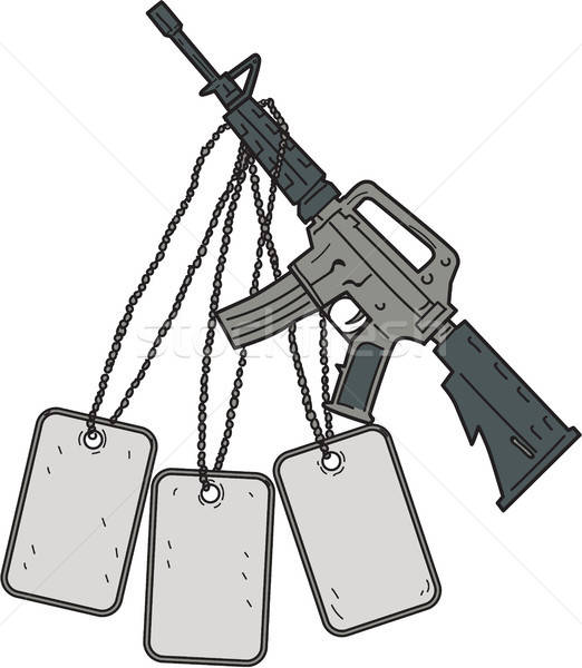522x600 carbine dog tags hanging drawing vector illustration aloysius