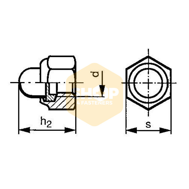 650x650 Dome Nyloc Nuts Bzp