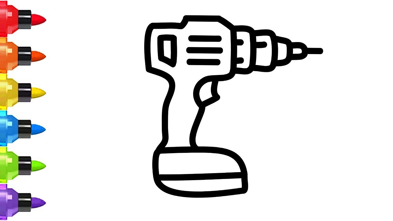 1280x720 Wall Drill Machine Toy Coloring And Drawing For Kids With Colored