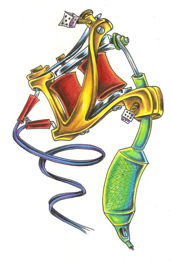 600x918 Tattoo Machine Drawing