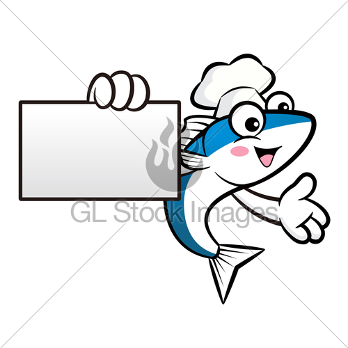 500x500 Mackerel Fish Character Is Holding A Business Card Gl Stock Images