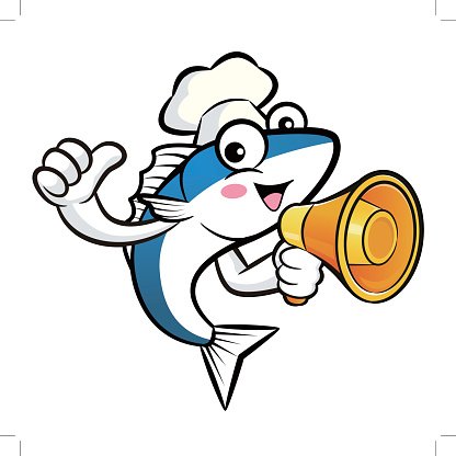 416x416 Mackerel Fish Character The Hand Is Holding A Premium Clipart