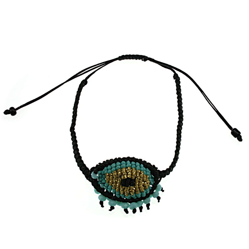 794x794 Macrame Greek Evil Eye Bracelet With Crystal Beads Crochet Etsy