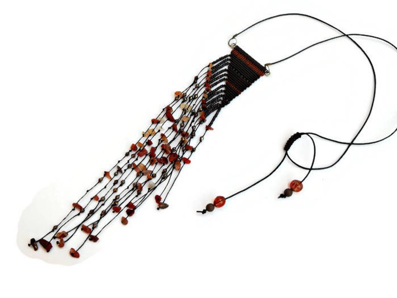 794x596 Macrame Necklace Carnelian Jewelry Long Necklace For Women Etsy