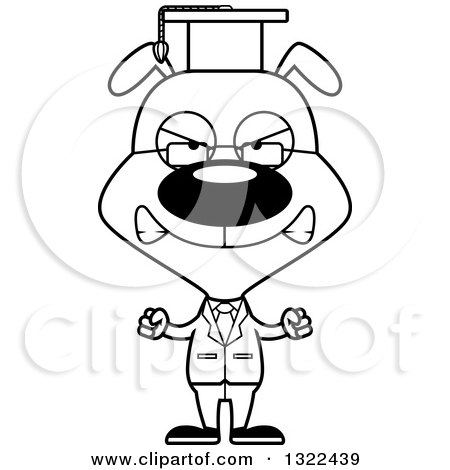 450x470 Lineart Clipart Of A Cartoon Black And White Mad Dog Professor