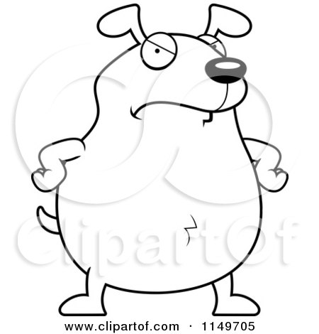 450x470 Cartoon Clipart Of A Black And White Mad Dog Standing With His