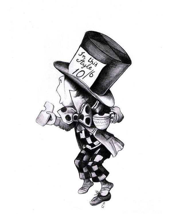 600x749 The Mad Hatter No Pencil Drawing Poster