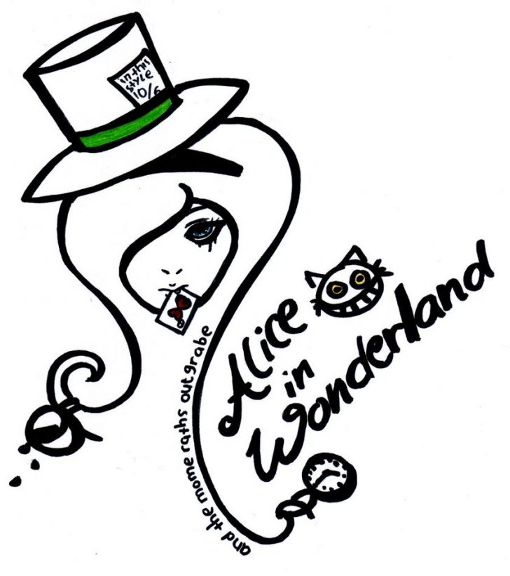 728x822 Baby Alice In Wonderland Drawing Castle Dormouse Mad Hatter Clock