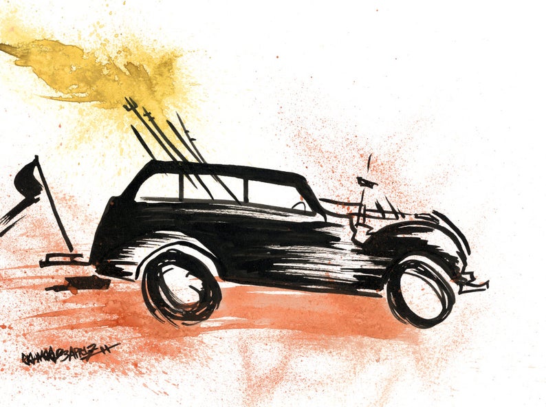 794x592 mad max fury road buick original ink drawing etsy