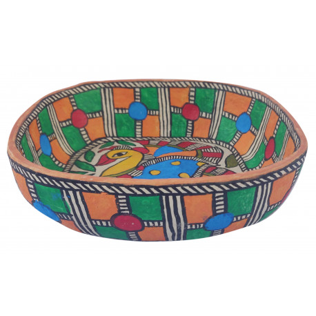 458x458 Paper Mache Madhubani Art Bowl