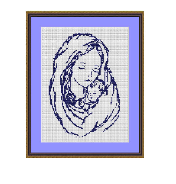 571x597 Madonna With Baby Mother And Child Cross Stitch Virgin Mary Etsy