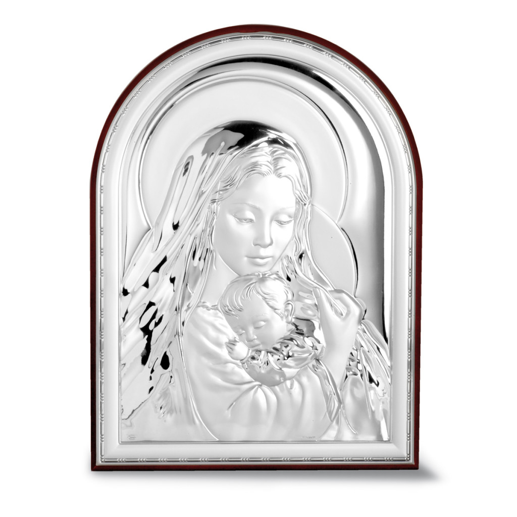 1024x1024 Madonna Child With Silver Laminated Plate Wooden