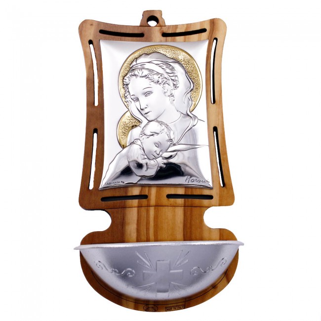 650x650 Madonna And Jesus Holy Water Font, Sku
