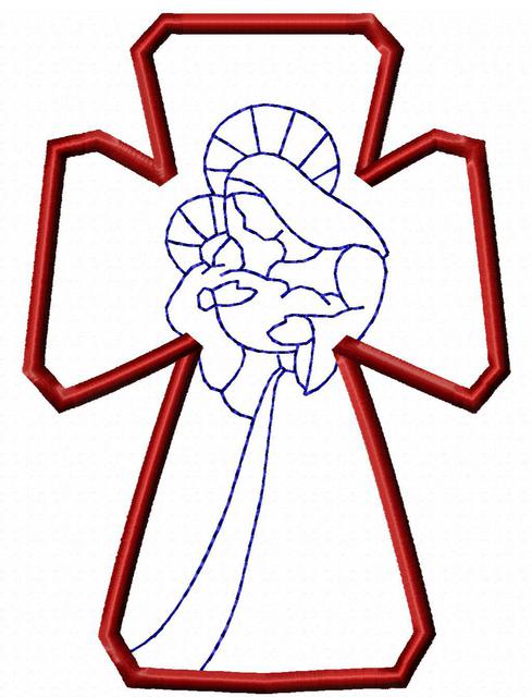 489x640 Cross With Madonna And Child Applique Design Jazzy Zebra Designs
