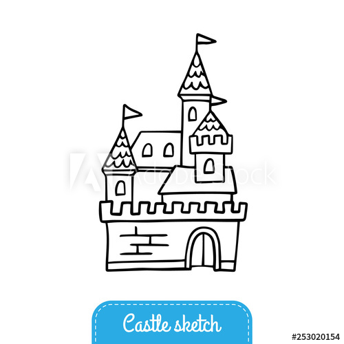 500x500 Black And White Fairy Tale Castle For Magic Kingdom Doodle Vector