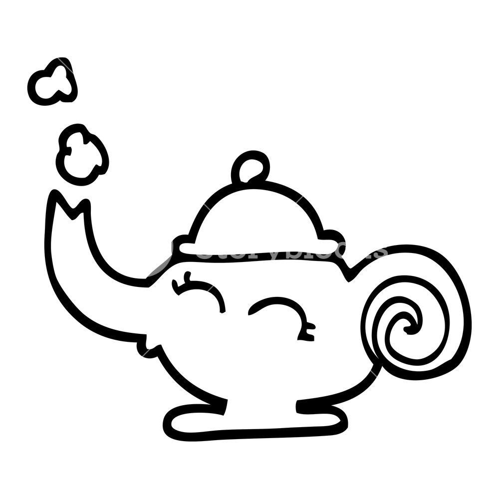 1000x1000 Black And White Cartoon Magic Lamp Royalty Free Stock Image