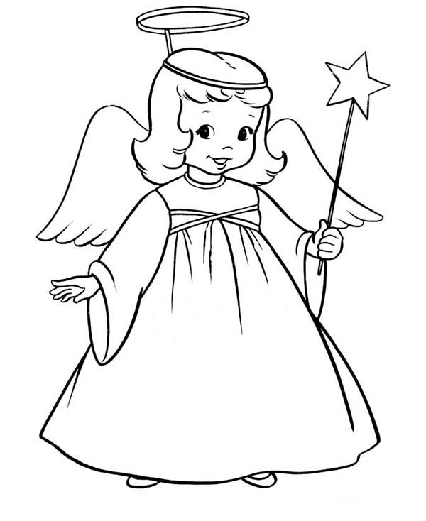 600x734 Winged Angels With Magic Wand Coloring