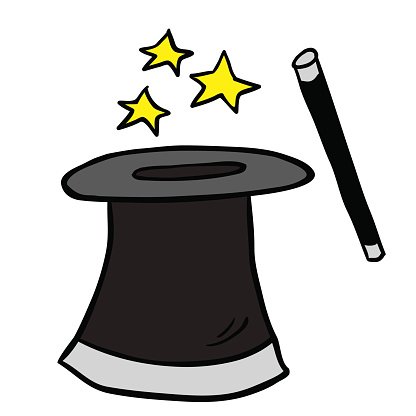 416x416 Freehand Drawn Cartoon Magician's Top Hat Stock Vectors