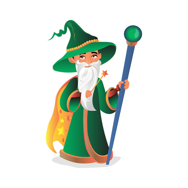600x600 Magician In A Green Hat With A Stick And A Magic Wand Art Print