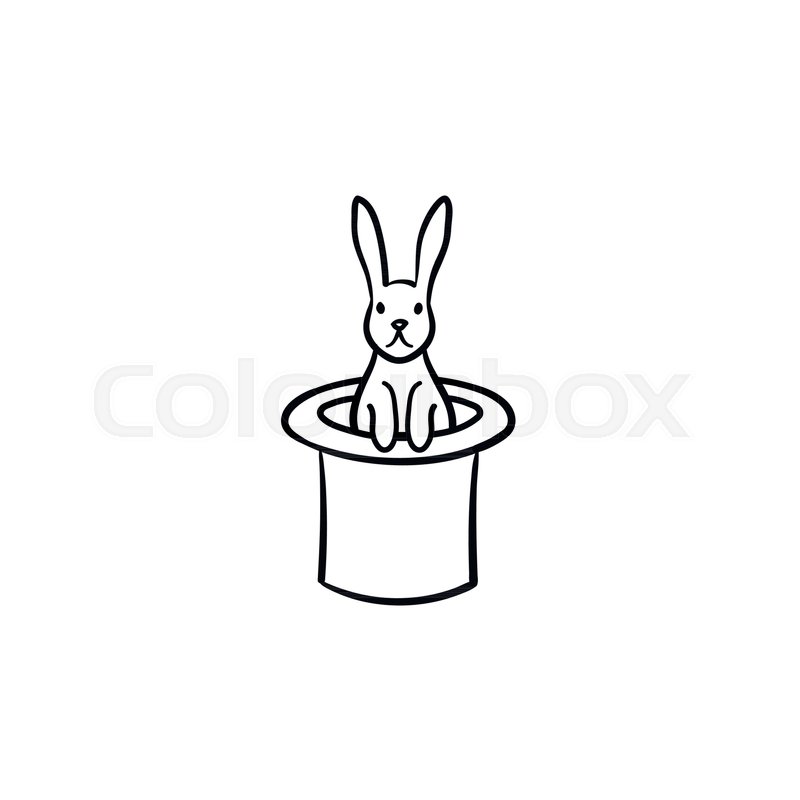 800x800 Rabbit In A Magician Hat Hand Drawn Stock Vector Colourbox