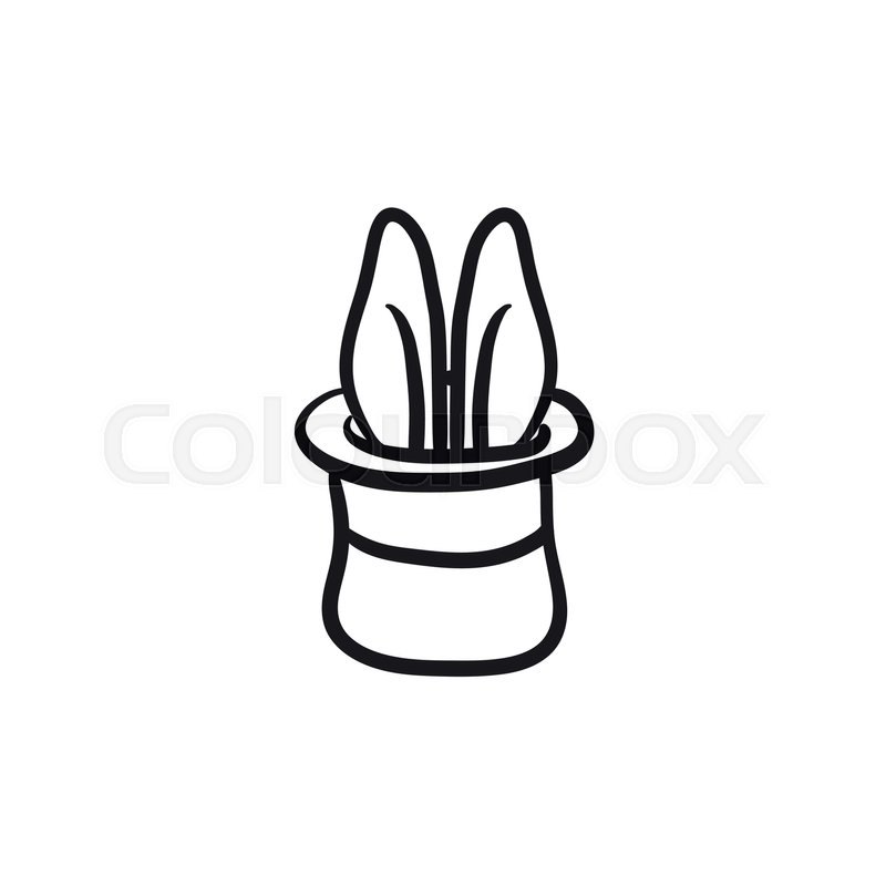 800x800 Rabbit In Magician Hat Vector Sketch Stock Vector Colourbox