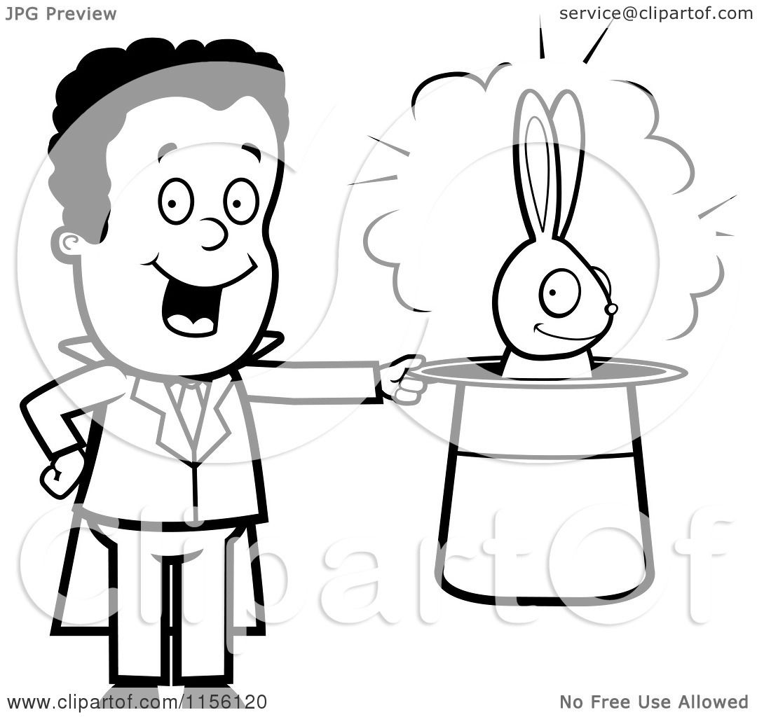 1080x1024 Cartoon Clipart Of A Black And White Black Magician With A Rabbit